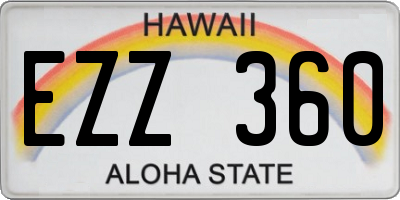 HI license plate EZZ360