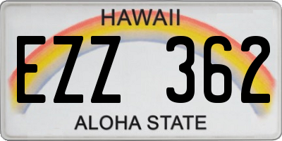 HI license plate EZZ362