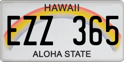 HI license plate EZZ365