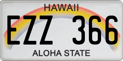 HI license plate EZZ366