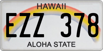 HI license plate EZZ378