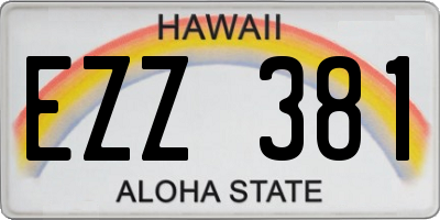 HI license plate EZZ381
