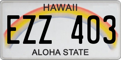 HI license plate EZZ403