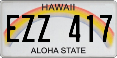 HI license plate EZZ417