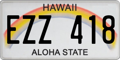 HI license plate EZZ418