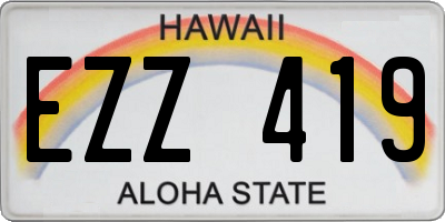 HI license plate EZZ419