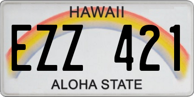 HI license plate EZZ421