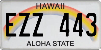 HI license plate EZZ443
