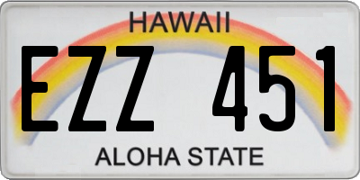 HI license plate EZZ451