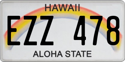 HI license plate EZZ478