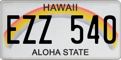 HI license plate EZZ540