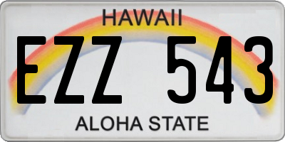 HI license plate EZZ543