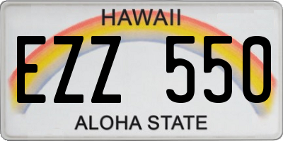 HI license plate EZZ550