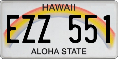 HI license plate EZZ551