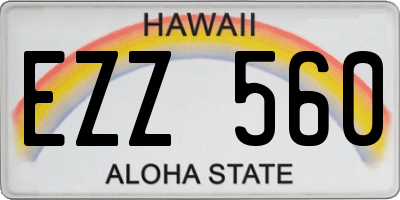HI license plate EZZ560
