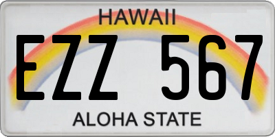 HI license plate EZZ567