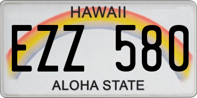 HI license plate EZZ580