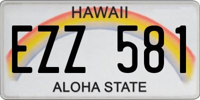 HI license plate EZZ581