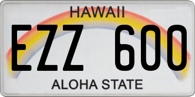 HI license plate EZZ600