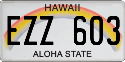 HI license plate EZZ603