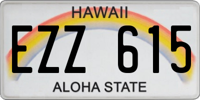 HI license plate EZZ615