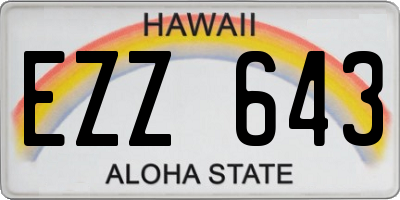 HI license plate EZZ643