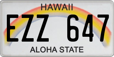 HI license plate EZZ647