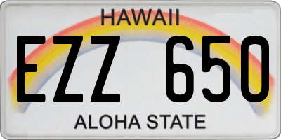 HI license plate EZZ650