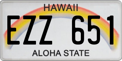 HI license plate EZZ651