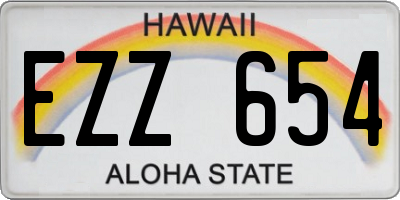 HI license plate EZZ654