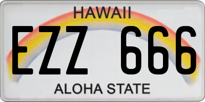 HI license plate EZZ666