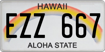 HI license plate EZZ667
