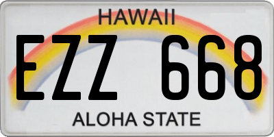 HI license plate EZZ668