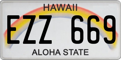 HI license plate EZZ669