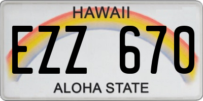 HI license plate EZZ670