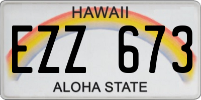 HI license plate EZZ673
