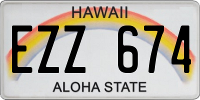 HI license plate EZZ674