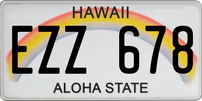 HI license plate EZZ678
