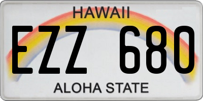 HI license plate EZZ680