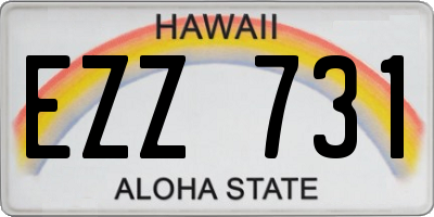 HI license plate EZZ731