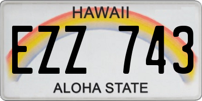 HI license plate EZZ743