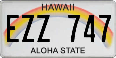 HI license plate EZZ747
