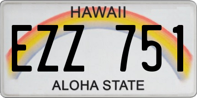 HI license plate EZZ751