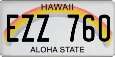 HI license plate EZZ760