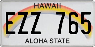 HI license plate EZZ765