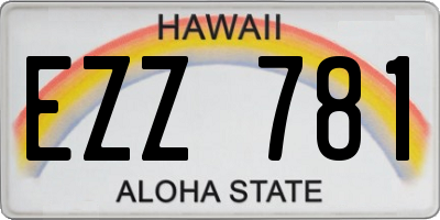 HI license plate EZZ781