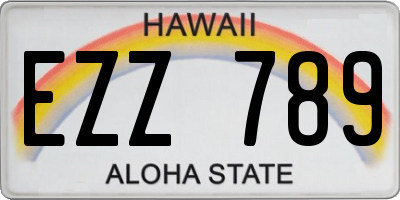 HI license plate EZZ789