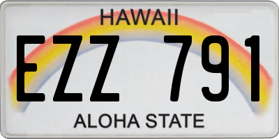 HI license plate EZZ791