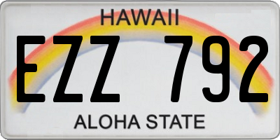 HI license plate EZZ792