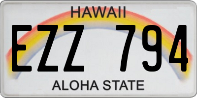 HI license plate EZZ794